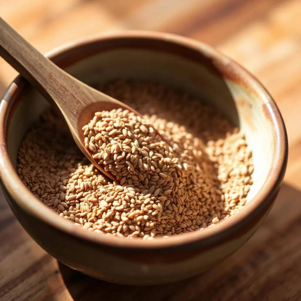 Tigela rústica com semente de linhaça